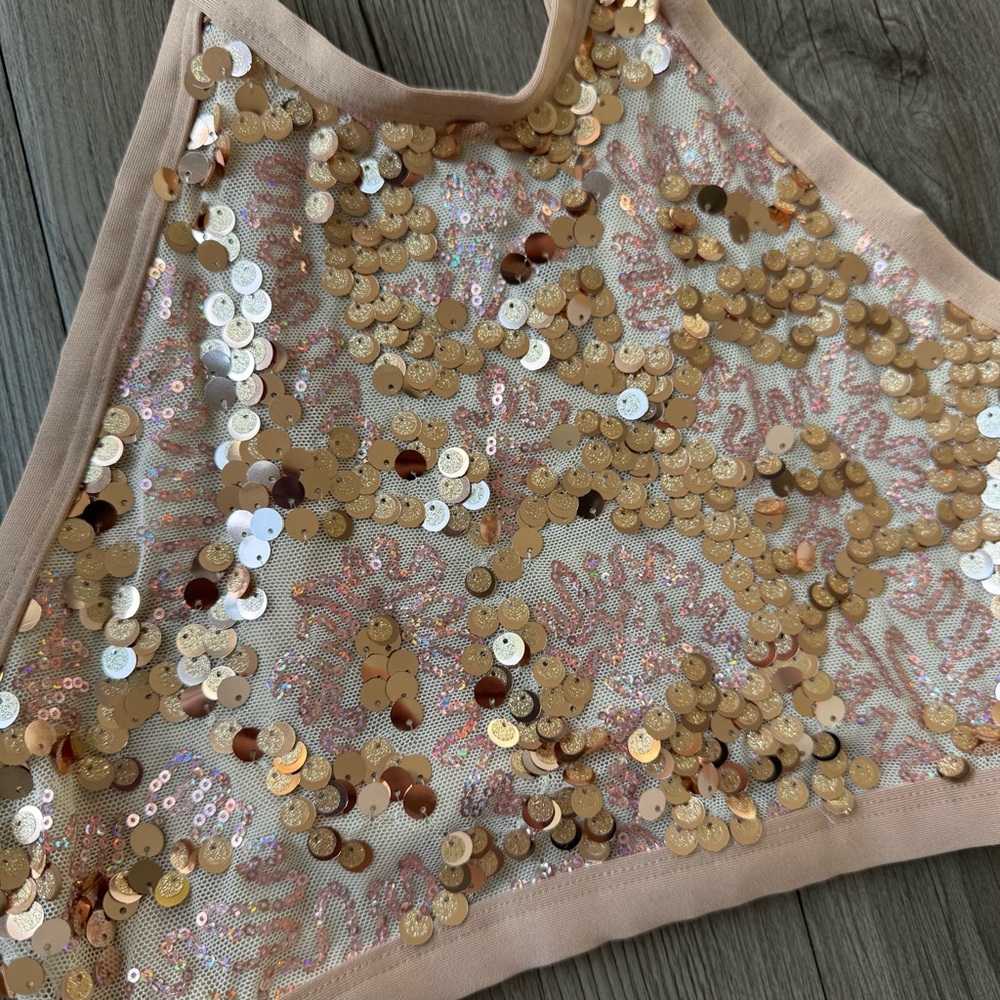 Body Wrappers Women’s Sequin Halter Top in Nude - Picture 6 of 7